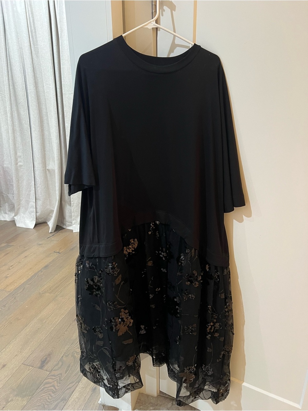 Simone Rocha Black Layered Floral Hem Tunic